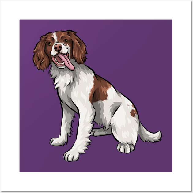 Cute English Springer Spaniel Dog | Red and White Wall Art by Shirin Illustration